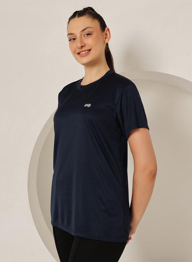 Clovia Women Navy Blue Comfort Fit Active T-Shirt - Image 1